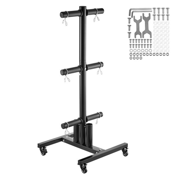VEVOR Weight Plate Rack,Vertical Weight Plate Tree for 2-Inch Weight Plates, Standard Weight Plate Tree with Wheels, 1000 lbs Load Capacity Weight Storage Holder, Home Gym Barbell Rack Storage Stand