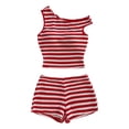 thumbnail image 1 of Conjunto de ropa Verdusa para mujer a rayas con hombros descubiertos, rojo/blanco, 1 of 5
