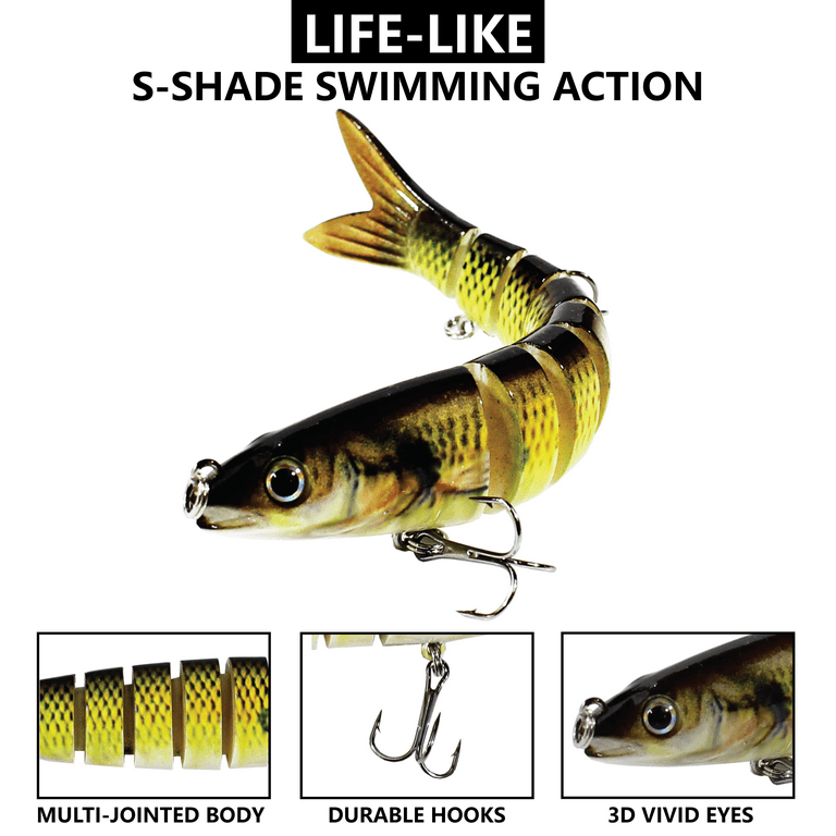 TRUSCEND Fishing Lures for Bass Trout Crappie, Slow Sinking Swimbait,  Realistic Action, TPE Material, Premium Design, Freshwater & Saltwater