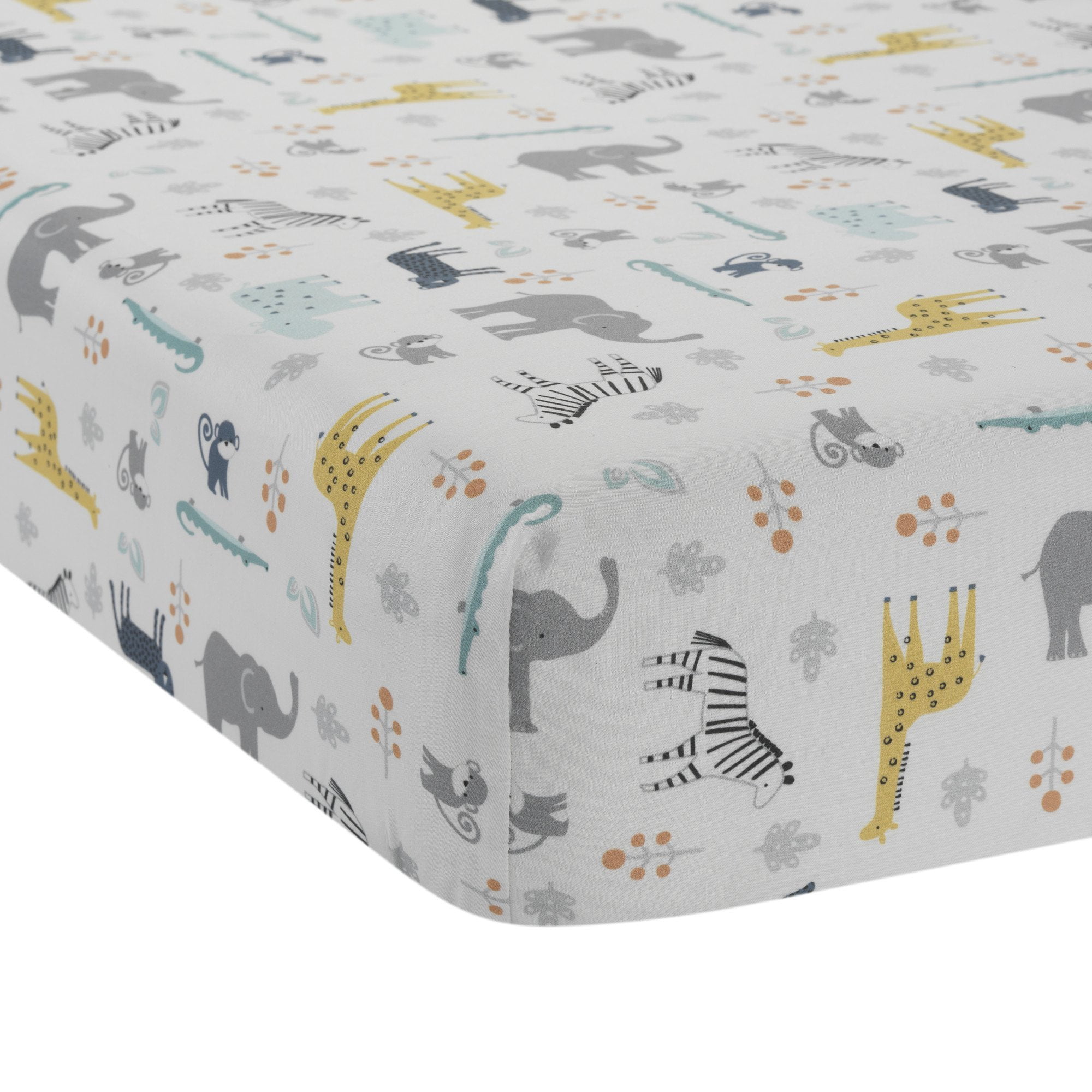 Lambs & Ivy Animal Crackers 5-Piece Crib Bedding Set - Gray, White, Animals
