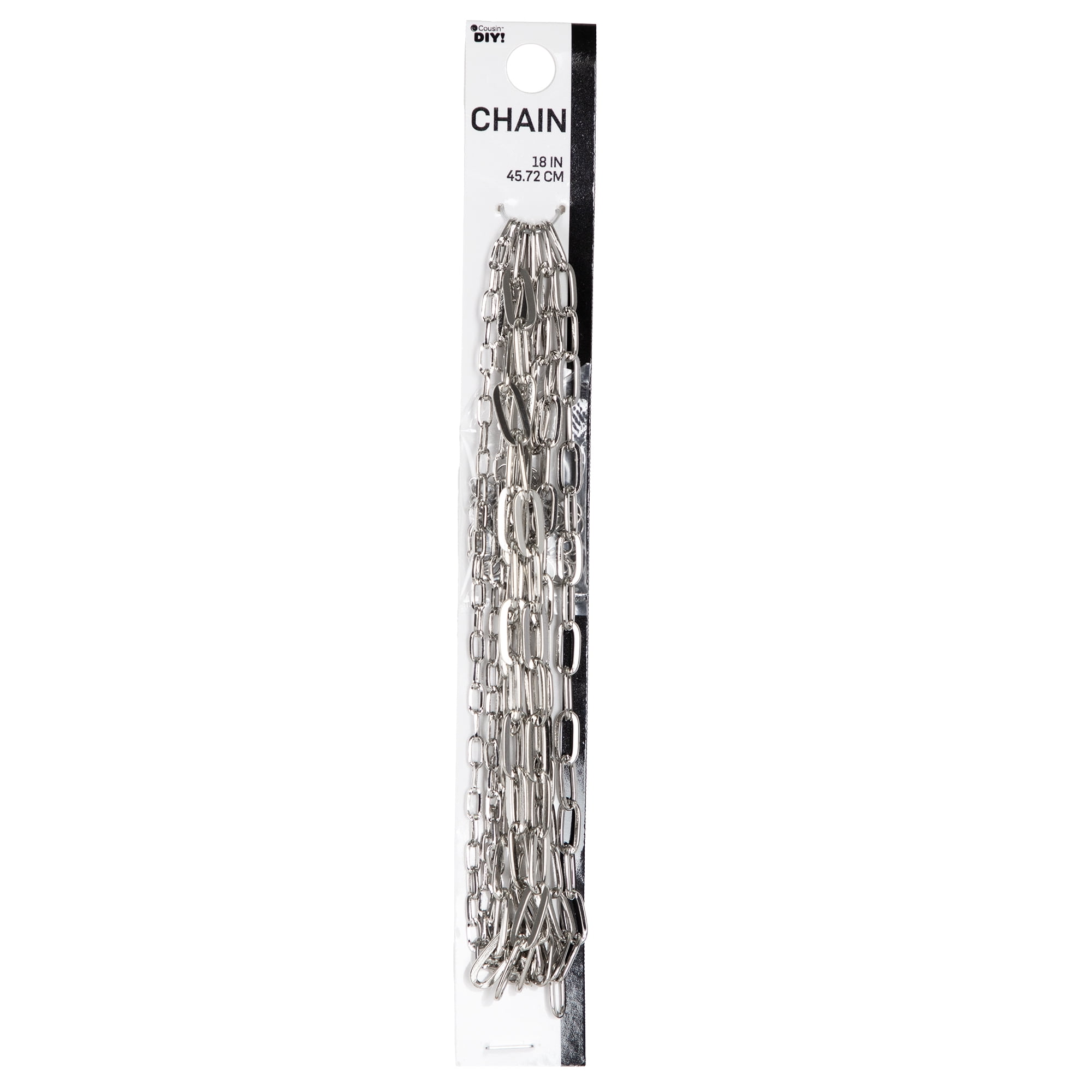 (2 pack) Cousin DIY 18 in Dainty Oval Chain with 3 in Extender, 3 Sizes, Silver Finish Metal
