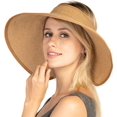 thumbnail image 1 of Sombrero de paja plegable con visera para mujer, sombrero de ala ancha de tamaño ajustable (marrón claro), 1 of 5