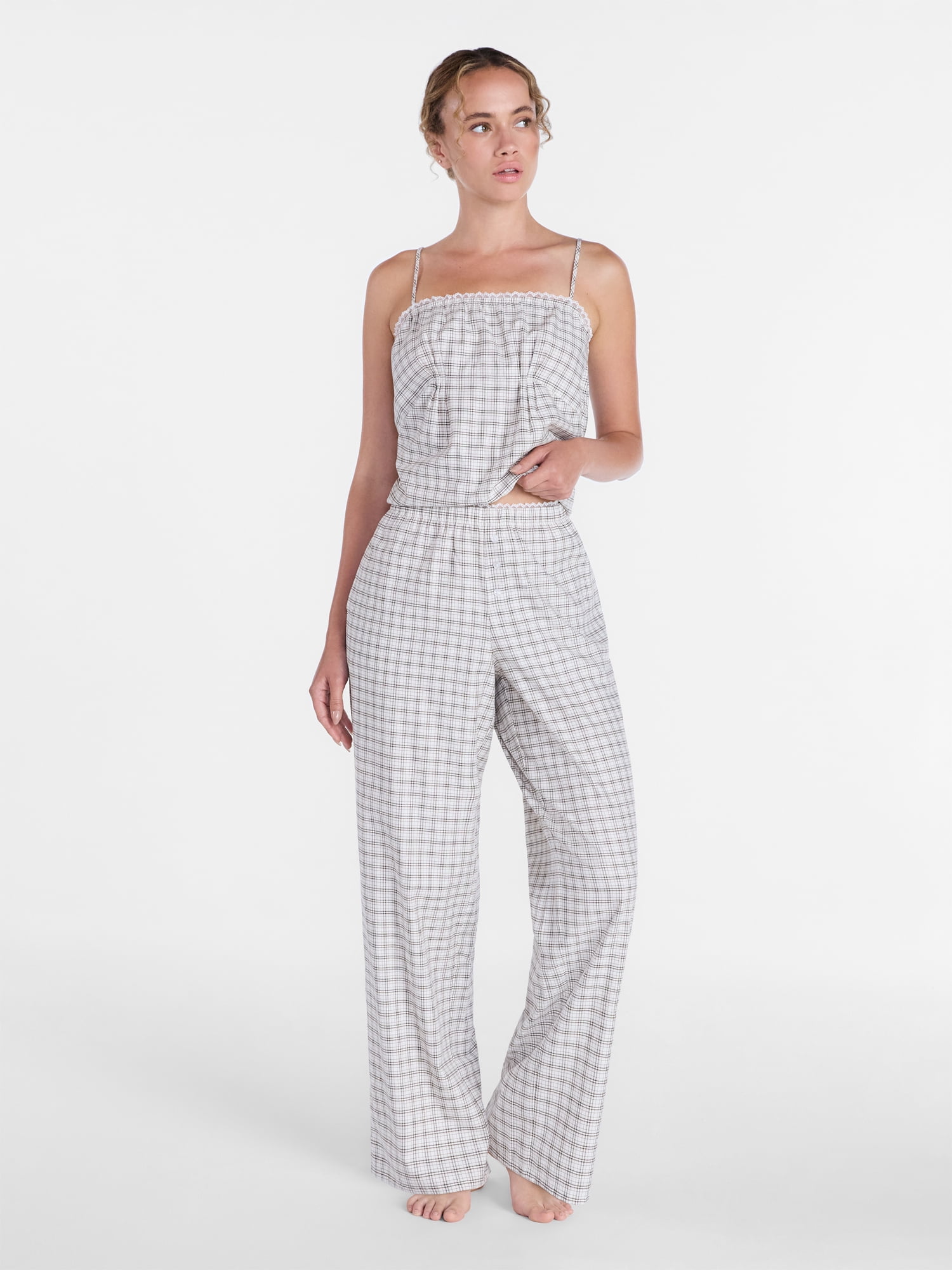 Joyspun Women's Poplin Pajama Pants, 31'' Inseam, Sizes XS-3X
