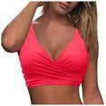 thumbnail image 3 of Siilsaa Womens Bikini Top Women's Cut Out Tie Knot Halter Swimwear Bikini Top Watermelon Red,M, 3 of 7