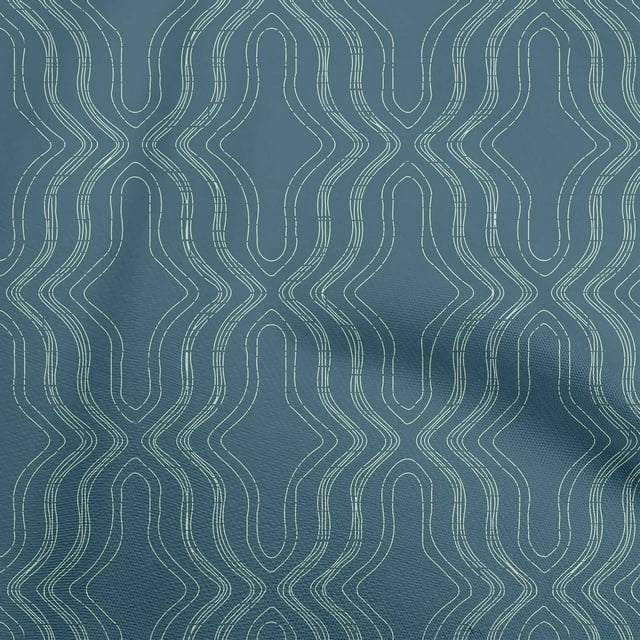 oneOone Tissu Popeline de Coton Sergé Bleu Sarcelle Géométrique Matériel de Robe Traditionnel Moderne Tissu Imprimé au Mètre 56 Pouces de Large