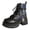 Blue, variant on Women's Glitter Heart Charms High Top Riding Boots Halloween Punk Chain Black Leather Patchwork Platform Chunky Heels Combat Ankle Booties
