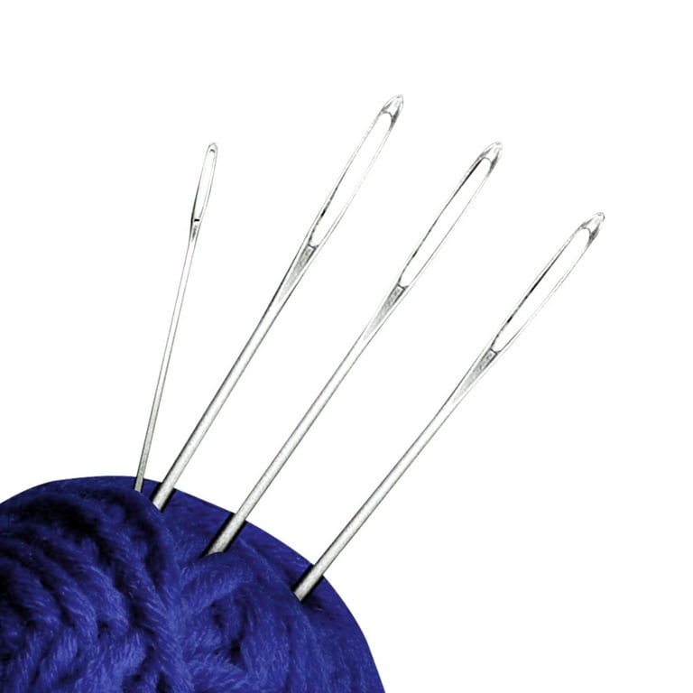 Biplut 2Pcs Darning Needles Large Eye Aluminum Wool Sweater Sewing Knitting  Crocheting Blunt Needles for Clothes (Silver)