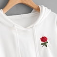 thumbnail image 4 of Fesfesfes Women Hooded Rose Embroidered Hoodie Sweatshirt Jumper Crop Pullover Top, 4 of 6
