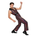 thumbnail image 5 of TiaoBug Men's Retro 70s Outfit Disco Dance Jumpsuit Sleeveless Shiny Metallic V-Neck Bodysuit Clubwear Rainbow L, 5 of 7