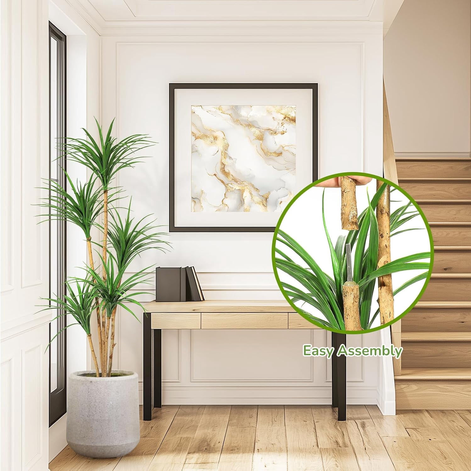 Dracaena Artificial Plant,4FT/5FT/6ft Tall Faux Dracaena Plant with Pot Faux Plants Indoor Artificial House Floor Plants Outdoor Fake Dracaena Trees for Home Office Decor Ideal Housewarming Gift