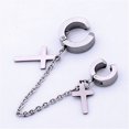 thumbnail image 6 of AYYUFE 1Pc Punk Hip Hop Metal Chain Ear Cuff Creative Cross Tassel Men Earring Jewelry Accessories Stainless Steel Clear, 6 of 8