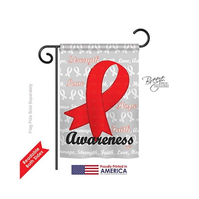 Breeze Decor 65081 Red Ribbon 2-Sided Impression Garden Flag - 13 x 18.5 in.