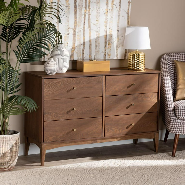 Baxton Studio Mid Century Modern 6-Drawer Bedroom Dresser