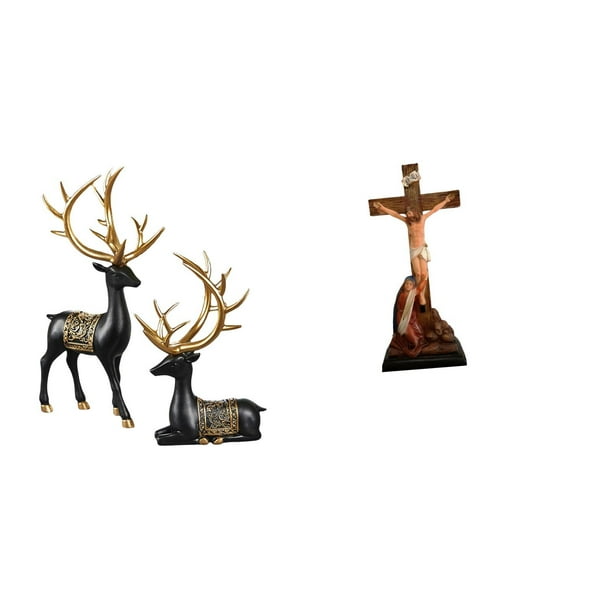 Estatua De Resina De Alce Reno Y Adorno De Jesús, Colección De Artesanías, Escultura Católica Religiosa Sagrada, Figura De Madre Para Gabinete, Mesa, Dormitorio, Inauguración De La Casa,