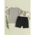 thumbnail image 5 of JYYYBF Toddler Boys Summer Outfits Letter Print Short Sleeve T-Shirt and Elastic Shorts for 2 Piece Vacation Clothes Set, 5 of 7