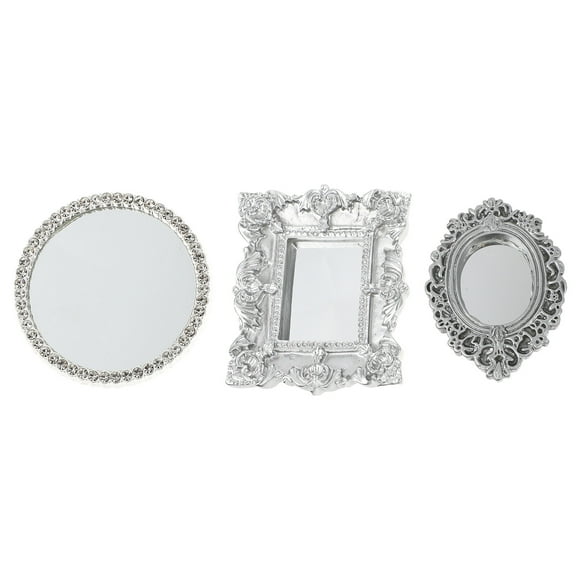 3Pcs Mini Classical Mirror Mini House Mirror Decoration Micro Scene Models