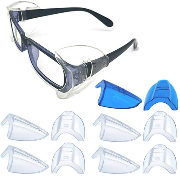 5 Pairs Safety Glasses Side Shields,Slip on Side Shields, Fits Medium to Large Eyeglasses Frames(4 Pairs Clear and 1 Pair Sapphire Blue)