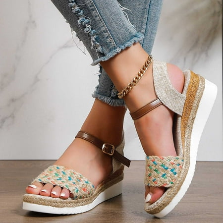 

AXXD Wedge Sandals for Women 7.5 Summer Size Fish Mouth Roman Sandals