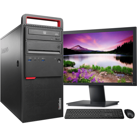 Lenovo ThinkCentre M900 Tower Computer PC, Intel Core i5 6500 3.2GHz Processor, 16GB DDR4 Ram, 256GB M.2 SSD, Wifi & Bluetooth, BTO Wireless Keyboard Mouse, New 22" FHD Monitor, Windows 11 Pro (Renew