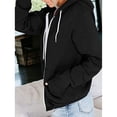 thumbnail image 3 of Sudadera con capucha casual de manga larga con cremallera para mujer Sudaderas con capucha Chaqueta con capucha de color sólido con bolsillos Negro L, 3 of 6