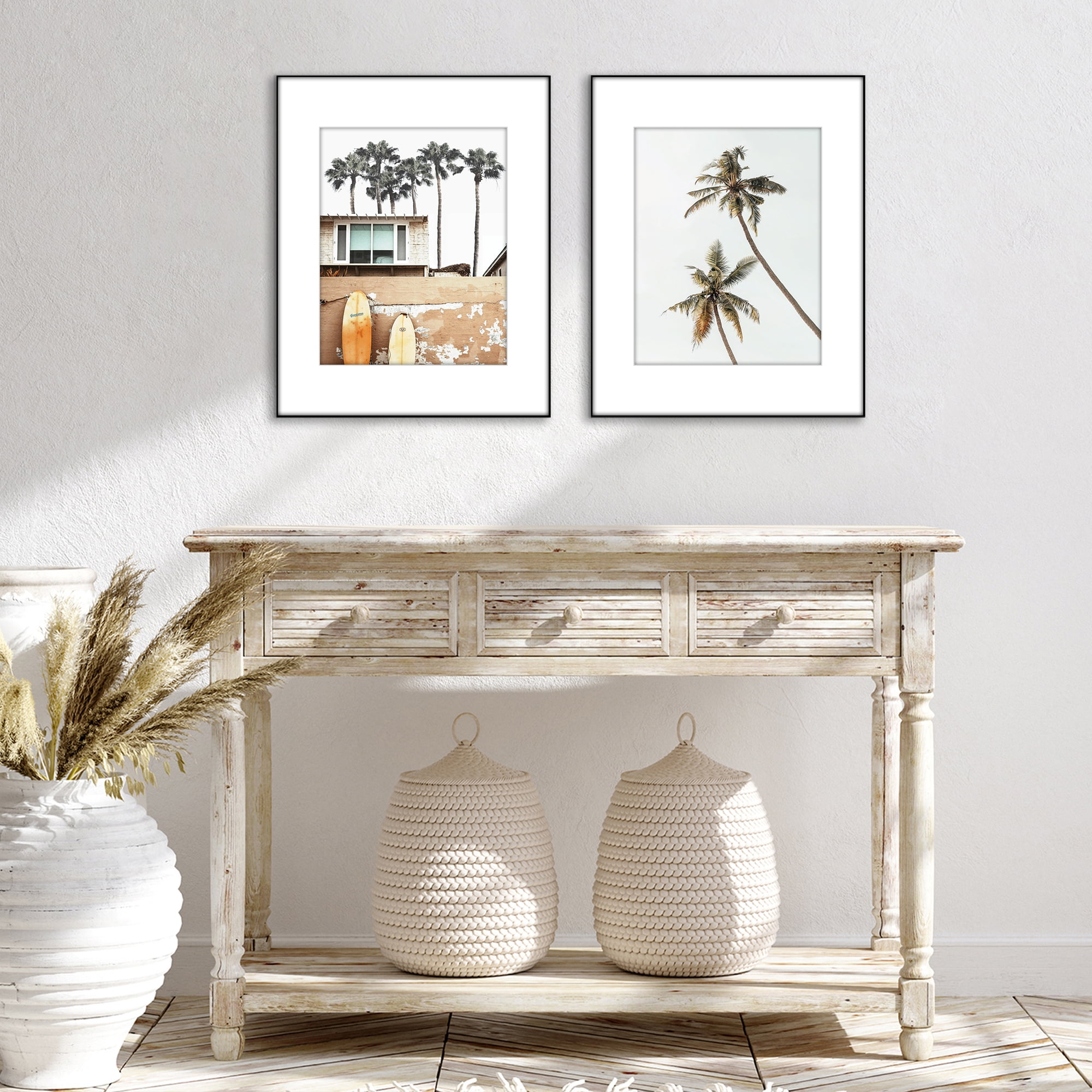 Americanflat 16x20 Front Loading Picture Frame with Shatter-Resistant Glass with 11x14 Mat 2 Pack Wall - Black