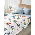 thumbnail image 4 of Colorful Alphabet Twim XL Size Flat Sheet, Wrinkleproof & Fadeproof Cooling Flat Bed Sheet Only, Cartoon Animal Color Block Art Breathable Soft Bedding Top Sheets 66 x 102 Inches, 4 of 8