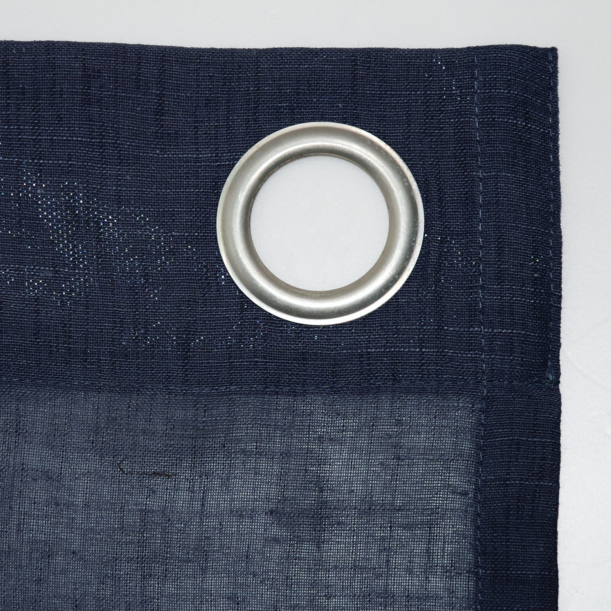 Archaeo Slub Textured Linen Blend Grommet Top Curtain, 52"x63", Navy