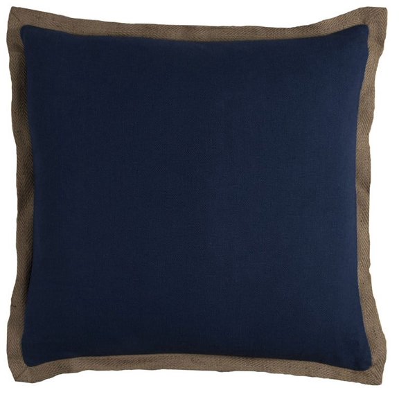 Dark Navy and Natural Jute Throw Pillow