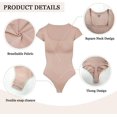 thumbnail image 5 of SHAPERX Square Neck Short Sleeve Bodysuit for Women Tummy Control Shapewear Seamless Sculpting Body Shaper, 5 of 8