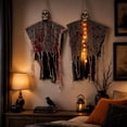 thumbnail image 5 of 33inch Halloween Bloody Glowing Skull Hanging Decor, Light-Up Skeleton Head Prop, Spooky Party Decoration for Indoor Outdoor Haunted Scene Display, 5 of 6