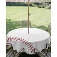 thumbnail image 3 of Outdoor Tablecloth with Umbrella Hole Zipper Baseball Round Tablecloth 54" Waterproof Outside Table Cloth Modern Minimalist Red Lines Patio Table Cover Tablecloths for Picnic Party, 3 of 8