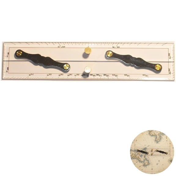 12" Parallel Ruler for Marine Navigation – High Transparency Acrylic, Multi-Angle Nautical Chart Tool with Metal Arms & Linking Rods, Precise Measurements for Boating & Navigation