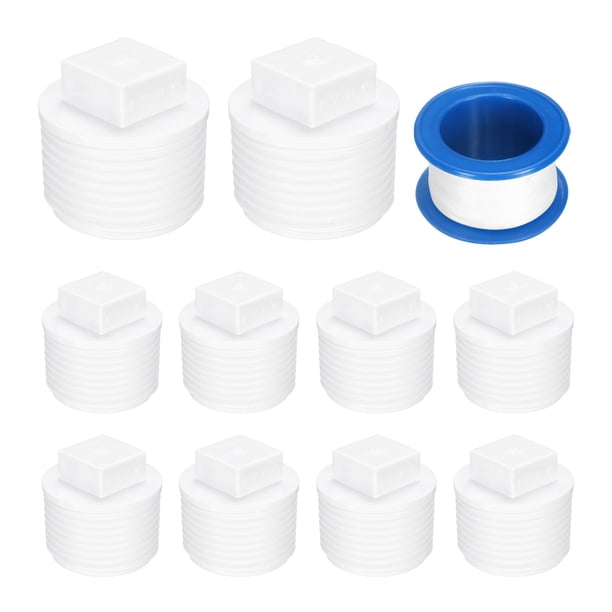 Paquete de 10 tapones de ajuste de rosca macho de 1 pulgada, tapones de limpieza, tapas de drenaje de agua, adaptador con cinta
