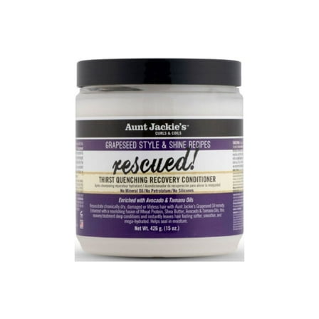 Aunt Jackie's Curls & Coils Grapeseed Rescued Thirst Quenching Recovery Conditioner, 15 oz, Clarifying
