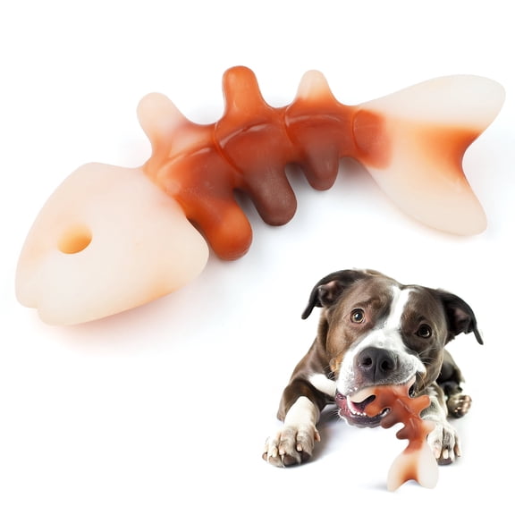 Charkool Fishbone Durable Dog Chew Toy for Aggressive Chewers, Real Fish, Nylon Pet Toys