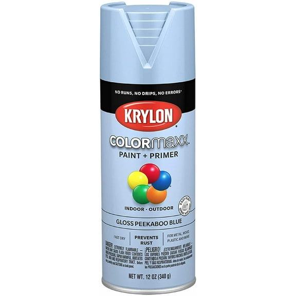 Krylon Colormaxx Spray Paint Gloss - Quick Drying, Bright Blue - 12 Ounce Pack of 1