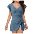 thumbnail image 1 of Huesdet Women's Plus Size Swimsuit One Piece Tummy Control Bathing Suit Modest Full Coverage Ruffle Swim Suits[Sky Blue,L], 1 of 8