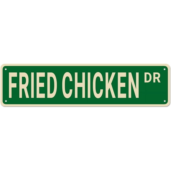 Fried Chicken Street Signs, Fried Chicken Decor Fried Chicken Sign Fried Chicken Gift, Wall Decor for Home/Kitchen/Man Cave, Quality Metal Signs 16x4 Inch