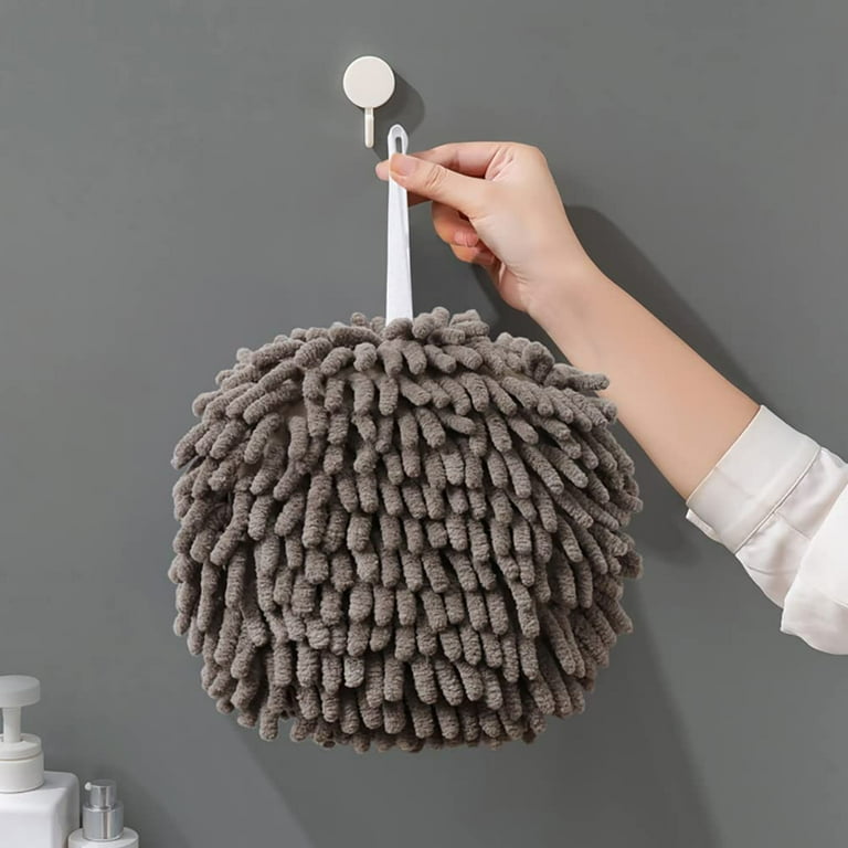 Absorbent Towel Bathroom Kitchen Hanging Loop Chenille Handball
