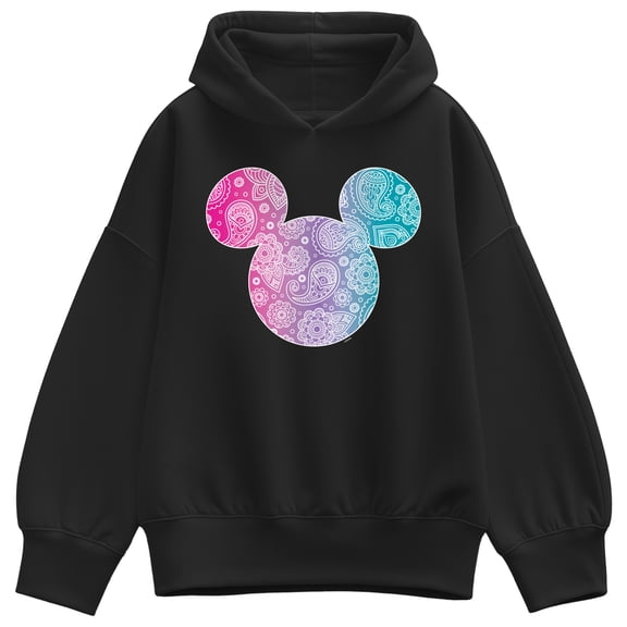 Disney - Bandana Pattern Mickey - Women's Oversized Fleece Hoodie Sweatshirt