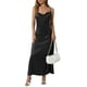 thumbnail image 1 of Maxi Vestido Formal para las Mujeres Satín Cuello de Vaca Correa de Espagueti Color Sólido Elegante Vestido Ajustado, Vestido de Noche de Poliéster Suave, 1 of 7