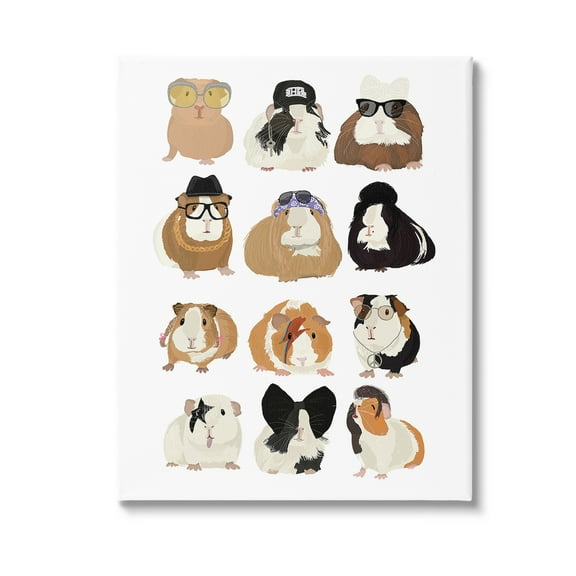 Stupell Industries Trendy Guinea Pigs Animals & Insects Painting Gallery Wrapped Canvas Art Print Wall Art, 16 x 20