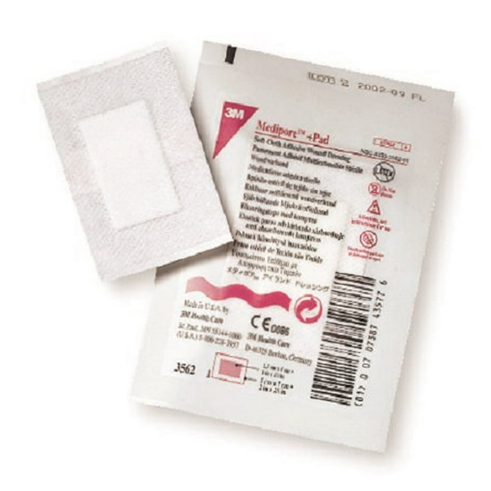 3M Medipore Soft Cloth Adhesive Wound Dressing White Sterile ''3.5 x 4