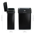 thumbnail image 3 of 13 Gallon Trash Can - 50L Slim Open Top Garbage Bin for Commercial Spaces, Kitchen, Office - Narrow Rectangular Black Stainless Steel Body with Hinged Rim Protection, 3 of 10