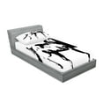 thumbnail image 2 of Ambesonne Animal Fitted Sheet & Pillow Sham Set, Running Horse Silhouette, Twin, Black and White, 2 of 2