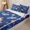 thumbnail image 3 of jejeloiu Cartoon Sea Animals Zipper Full Size Comforter Sets with Fitted Sheet and 2 Pillowcases For Girls,Shark Octopus Pattern Zipper Bedding Set,Blue Navy,Polkadot Reversible,4-Piece, 3 of 7