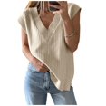 thumbnail image 2 of successthop Sweater Vest Women Ribbed Sleeveless Knitwear Oversized V Neck Casual Pullover Top Solid Trendy Clothes S, 2 of 9