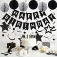 thumbnail image 2 of Decoraciones de cumpleaños meowtastic Happy Birthday en negro y plateado, 2 of 7