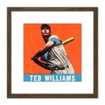 thumbnail image 1 of Leaf Ted Williams Baseball Card Portrait 8X8 Inch Square Wooden Framed Wall Art Print Picture with Mount, 1 of 4