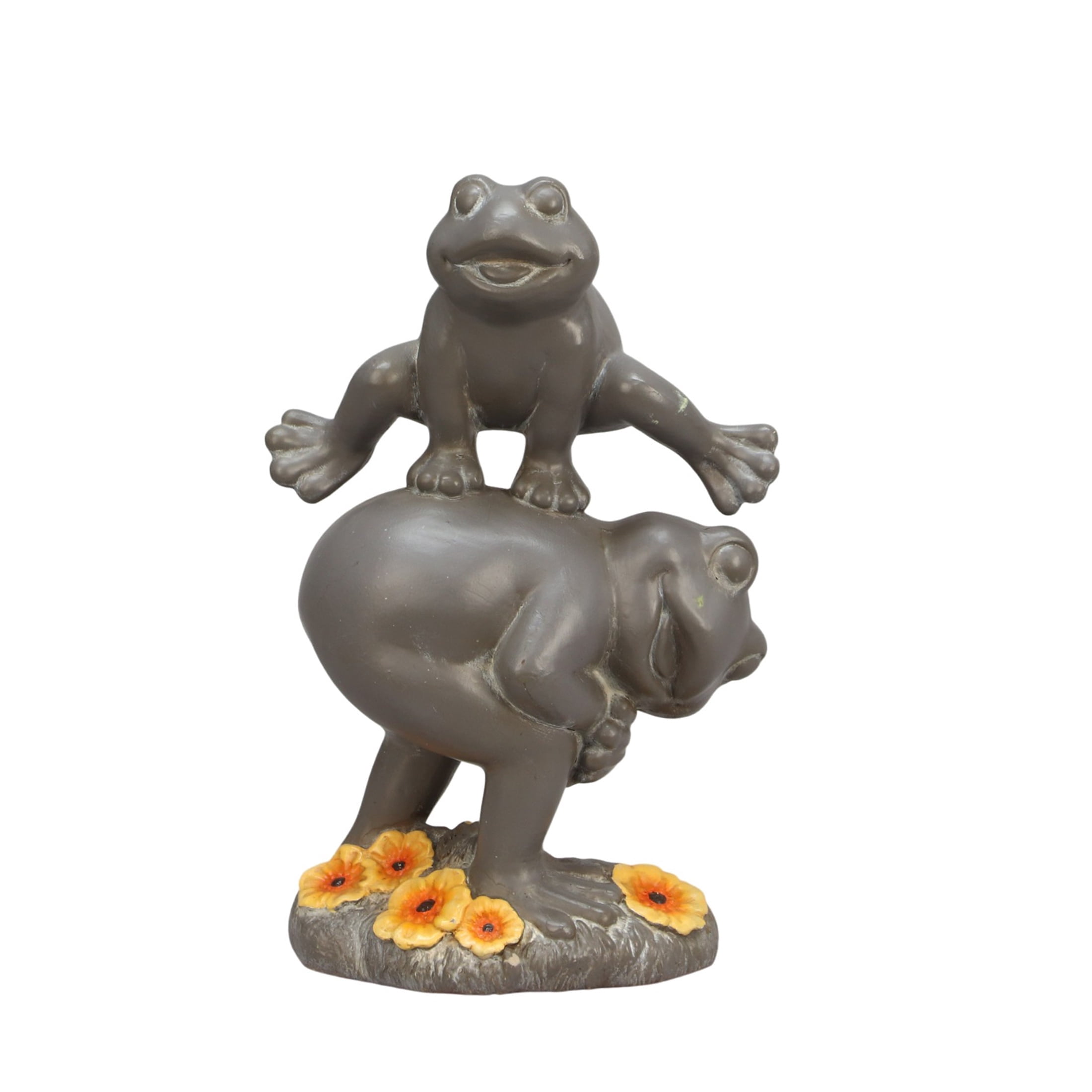 The Growing Ground Frog Garden Statue, Hand-Painted Jumping Frog Decor for Indoor & Outdoor Use, Yard, Lawn, Patio, Gray
